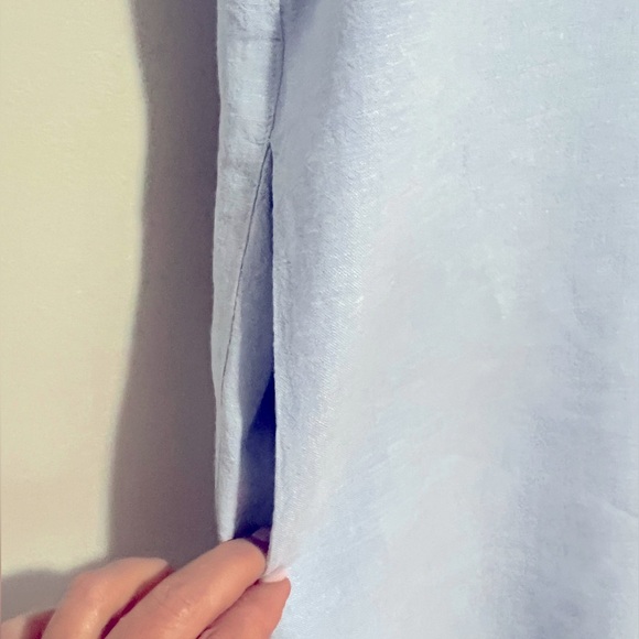 NWT C&C California Blue Linen Blend Short Sleeve Shirt Dress women’s XS - Picture 5 of 9